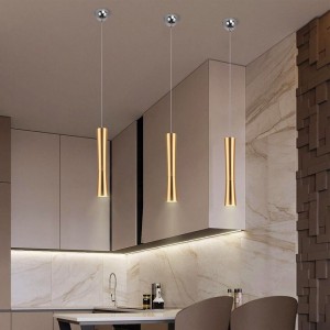 Northern Europe simple LED restaurant cylindrical Art Chandelier creative bar foreground metal color small waist decorative light