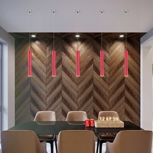 Northern Europe simple LED restaurant cylindrical Art Chandelier creative bar foreground metal color small waist decorative light