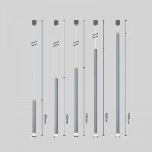 Led modern simple front desk dining room single head chandelier creative personality bar long cylinder tube makalon North Europe pendant light