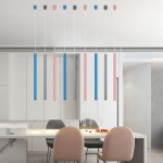 Led modern simple front desk dining room single head chandelier creative personality bar long cylinder tube makalon North Europe pendant light