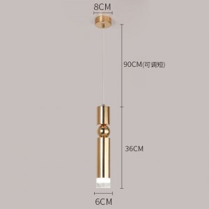 Simple modern long cylinder chandelier creative personality bar front desk staircase led single head long Chandelier