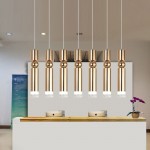 Simple modern long cylinder chandelier creative personality bar front desk staircase led single head long Chandelier