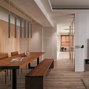 Modern simple long cylinder chandelier dining room lamp creative personality single head dining table bar chandelier bedroom bedside lamp