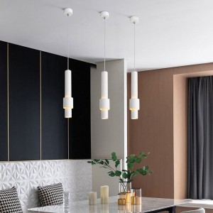 Modern simple dining room chandelier creative front desk bar single head bedroom net red bedside lamp LED cylinder small Chandelier