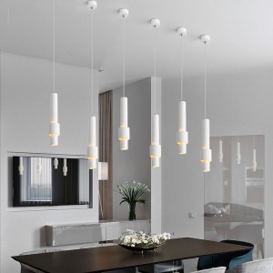 Modern simple dining room chandelier creative front desk bar single head bedroom net red bedside lamp LED cylinder small Chandelier