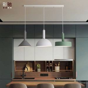 Northern European restaurant chandelier three colorful modern simple table lamp restaurant personality creativity macaron lamp pot cover Chandelier