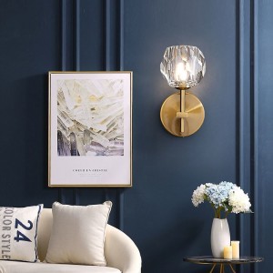 Light luxury crystal wall lamp bedroom bedside wall lamp gold ancient copper living room background wall creative Hotel aisle lamp