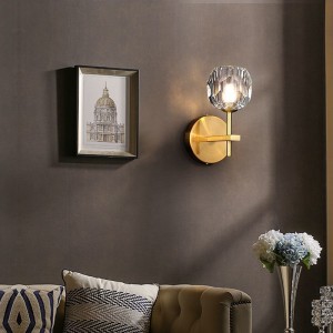 Light luxury crystal wall lamp bedroom bedside wall lamp gold ancient copper living room background wall creative Hotel aisle lamp