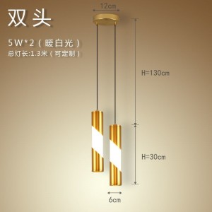 Led golden chandelier modern simple bar front desk led creative personality long cylinder single head Chandelier
