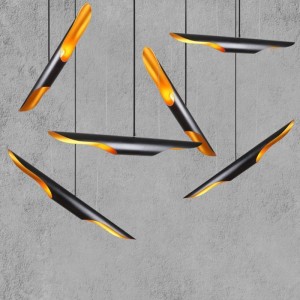 Double head oblique aluminum straight tube bar restaurant airplane wing flying swallow fashion bamboo Chandelier