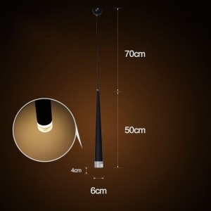Simple modern led dining room lamp hanging lamp creative bar coffee shop cylindrical tapered black single head hanging lamp