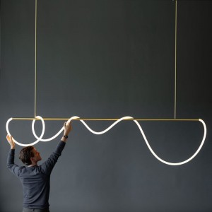 [ Musical note] northern Europe post modern minimalist art bar lamp creative personality light luxury long dining table dining room Chandelier