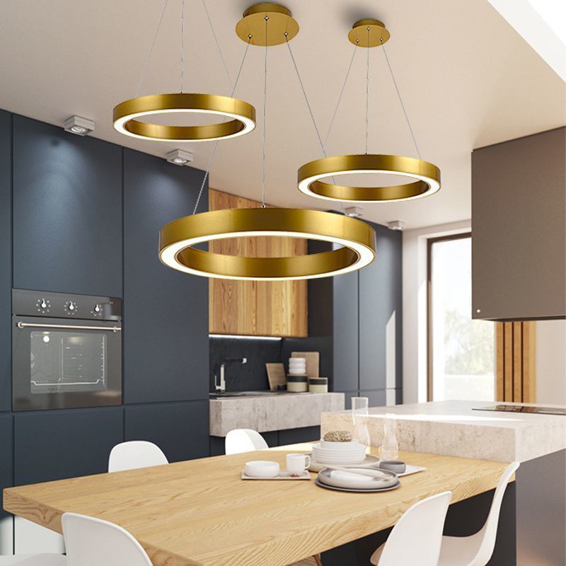 Individual Postmodern Lightweight Luxury Metal Stainless Steel Ring Acrylic Circle Living Room Lighting Mall Front Office Ring Chandelier