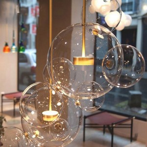 Nordic bubble Ball Mickey chandelier creative personality bar lamp LED glass exhibition window Chandelier