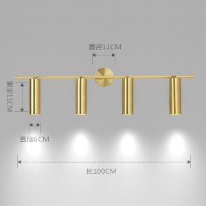 All copper spotlight led ceiling lamp shop commercial rail spotlight domestic open ceiling mirror front lamp mirror cabinet wall lamp