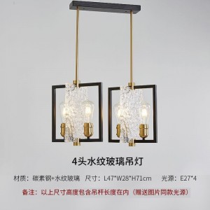 American industrial restaurant simple modern coffee bar carbon steel water glass post modern Chandelier