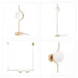 Nordic modern simple metal electrophoresis gold restaurant double head chandelier designer light luxury bedroom bedside table lamp