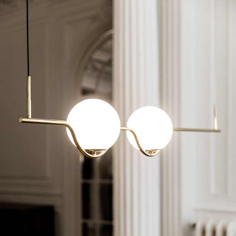 Nordic modern simple metal electrophoresis gold restaurant double head chandelier designer light luxury bedroom bedside table lamp