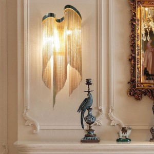 Aluminum chain tassel wall lamp post modern light luxury living room aisle background wall bedside wall lamp
