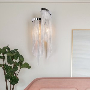 Aluminum chain tassel wall lamp post modern light luxury living room aisle background wall bedside wall lamp