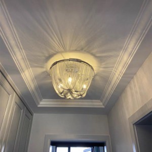 Light luxury ceiling light Italian living room simple atmosphere bedroom round light aluminum chain tassel light