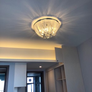 Light luxury ceiling light Italian living room simple atmosphere bedroom round light aluminum chain tassel light