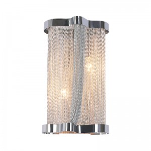 Post modern light luxury tassel aluminum chain wall lamp bedroom bedside Hotel lamp personality creativity hall corridor stair wall lamp