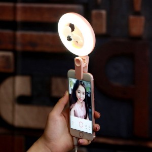 USB Charging Mini Fan Mobile Phone Self-timed Live Beauty Supplementary Light LED Seven-color Lamp Clamp Fan Makeup Beauty Beautifying Light
