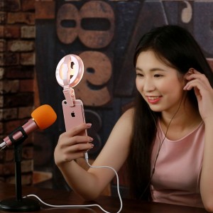 USB Charging Mini Fan Mobile Phone Self-timed Live Beauty Supplementary Light LED Seven-color Lamp Clamp Fan Makeup Beauty Beautifying Light