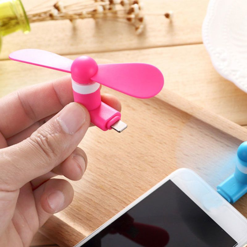 Mini Fan for Apple Android Port Compatible with 2-in-1 for iPhone iPad and huawei sansung xiaomi Android - Pink/Blue/Green