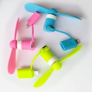 Mini Fan for Apple Android Port Compatible with 2-in-1 for iPhone iPad and huawei sansung xiaomi Android - Pink/Blue/Green