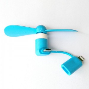 Mini Fan for Apple Android Port Compatible with 2-in-1 for iPhone iPad and huawei sansung xiaomi Android - Pink/Blue/Green