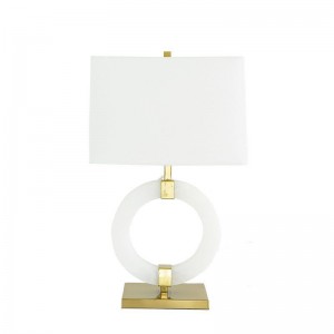 American Jade Round White Jade Table Lamp Modern New Chinese Model Room Living Room Bedside Household Luxury Table Lamp
