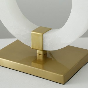 American Jade Round White Jade Table Lamp Modern New Chinese Model Room Living Room Bedside Household Luxury Table Lamp