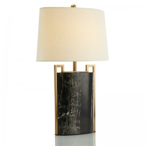 New and Modern American Simple Marble with Cloth cover Living Room Model Metal Table Lamp