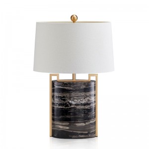 New and Modern American Simple Marble with Cloth cover Living Room Model Metal Table Lamp