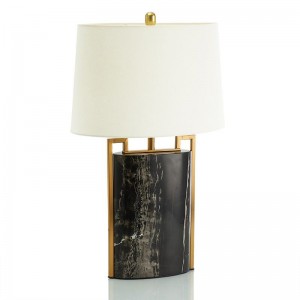 New and Modern American Simple Marble with Cloth cover Living Room Model Metal Table Lamp