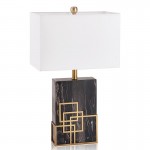 Light luxuries Modern Post-modern Natural Black Marble Table Lamp Modern Chinese Household Model Room Rectangular Bedroom Lamp