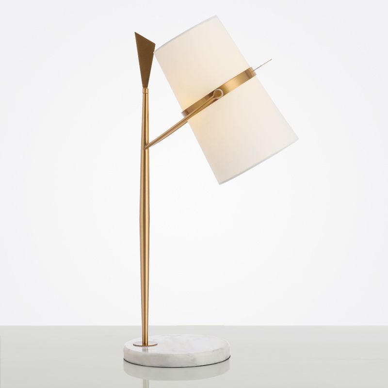 Modern Simple Marble Cloth Art Metal Plating Bedroom Table Lamp