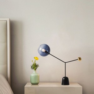 Post-modern creative art lamp bedroom decoration smoke-grey shaped glass lampshade table lamp