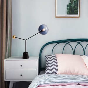 Post-modern creative art lamp bedroom decoration smoke-grey shaped glass lampshade table lamp