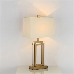 Crystal Glass Electroplated Metal Base Bedroom Table Lamp of Modern Cloth Art Hotel Engineering
