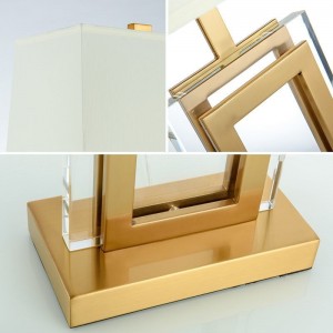 Crystal Glass Electroplated Metal Base Bedroom Table Lamp of Modern Cloth Art Hotel Engineering