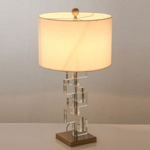 Postmodern Simple American Fashion Lamp Living Room Glass Creative Small Square Acrylic Metal Table Lamp