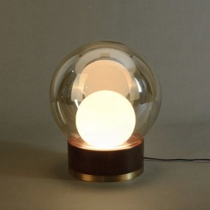 Nordic glass ball solid wood bedroom lamp bedside creative decoration light and luxurious post-modern designer home lamp