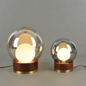 Nordic glass ball solid wood bedroom lamp bedside creative decoration light and luxurious post-modern designer home lamp