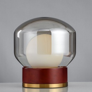 Nordic glass ball solid wood bedroom lamp bedside creative decoration light and luxurious post-modern designer home lamp