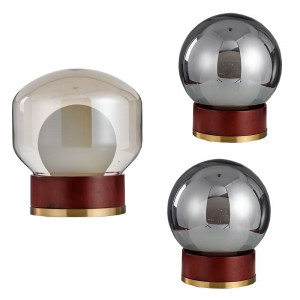 Nordic glass ball solid wood bedroom lamp bedside creative decoration light and luxurious post-modern designer home lamp