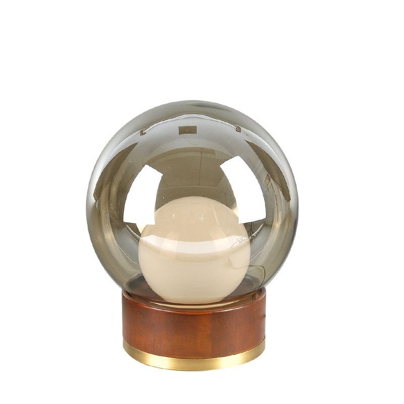 Nordic glass ball solid wood bedroom lamp bedside creative decoration light and luxurious post-modern designer home lamp