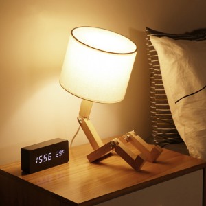 Bedside lamp bedroom Nordic Japanese style personality solid wood simple art desk lamp